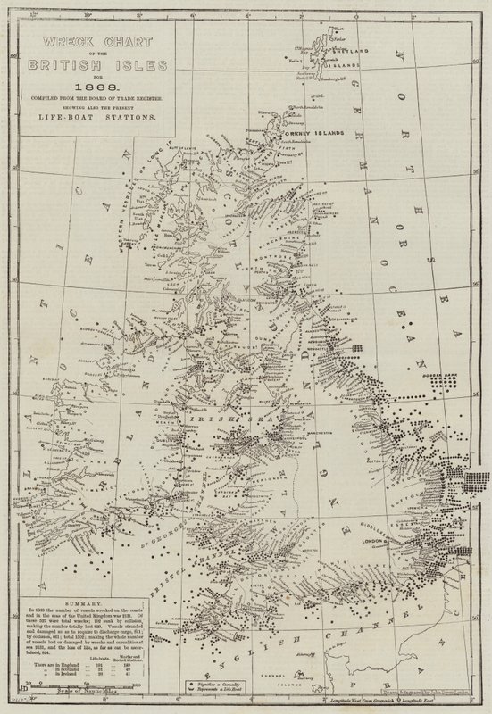 1868年のイギリス諸島のレックチャート 作： ジョン・ダワー