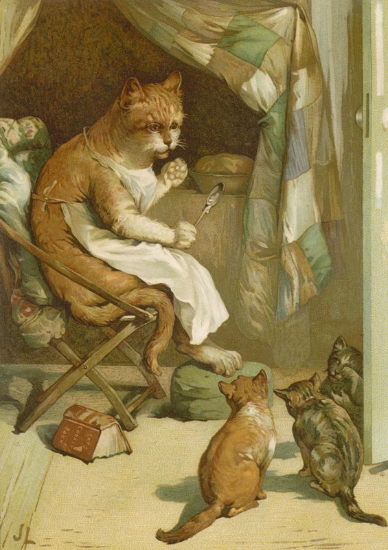 三匹の子猫（chromolitho） 作： ジョン・ローソン