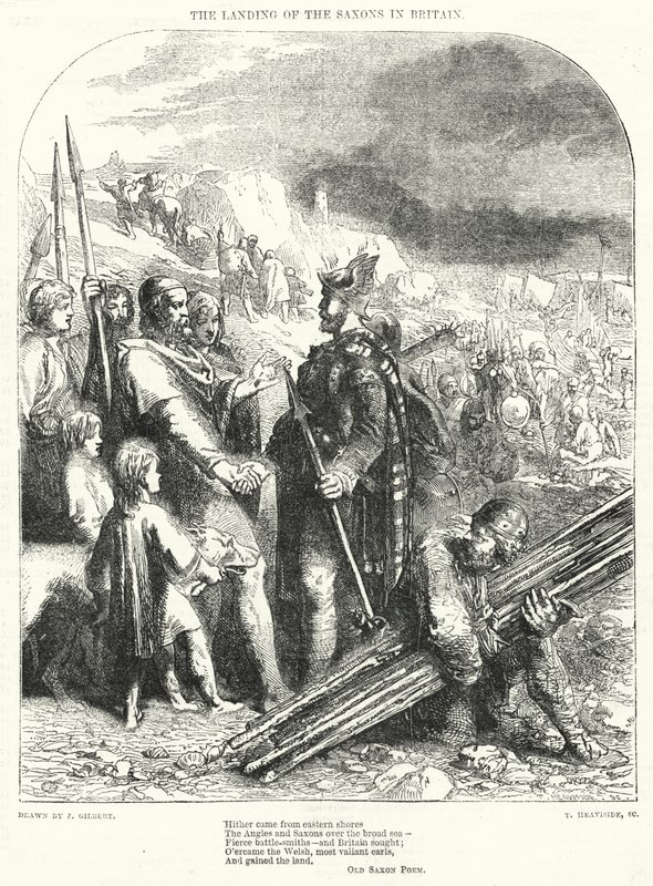 サクソン人のイギリス上陸（版画 作： ジョン（後）ギルバート