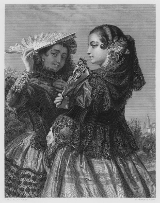 ロイヤル・コレクションの絵から「スペインの姉妹」（エングレーヴィング 作： ジョン（後）フィリップ