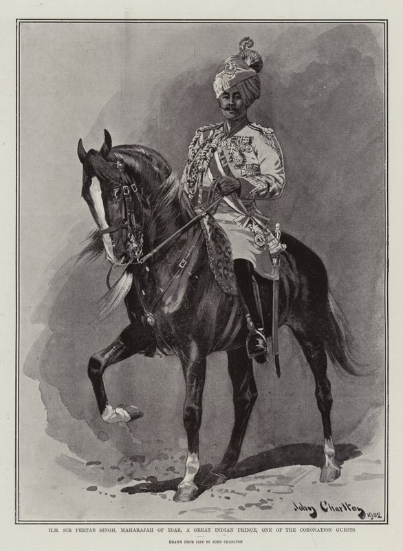 戴冠式のゲストの1人である偉大なインドの王子、Idarのマハラジャ、Hir Sir Pertab Singh 作： ジョン・チャールトン
