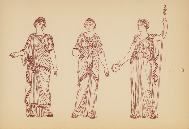 古代ギリシャの女性の衣装（リトグラフ） 作： ジョン・モア・スミス