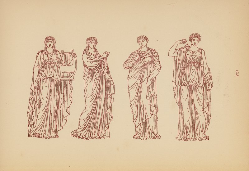 古代ギリシャの女性の衣装（リトグラフ） 作： ジョン・モア・スミス