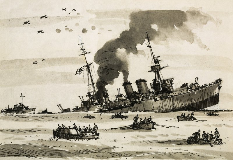 1942年のマルタ作戦の後、カイロはイギリスの駆逐艦に撃沈された。 作： ジョン・S・スミス