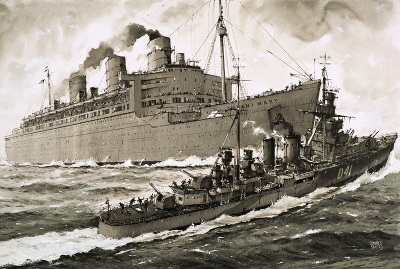 クイーン・メリー号が巡洋艦クラルコに衝突 作： ジョン・S・スミス