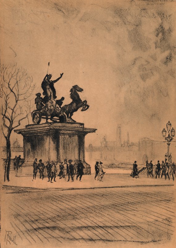 Boadicea, Westminster Bridge（リトグラフ版 作： ジョセフ（後）ペネル