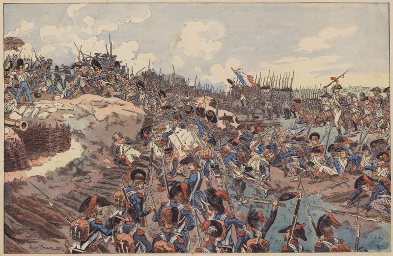 ジェマプスの戦い、フランス革命戦争、1792年11月6日（カラーリトグラフ 作： ジョセフ・チャールズ（後）ブゾン