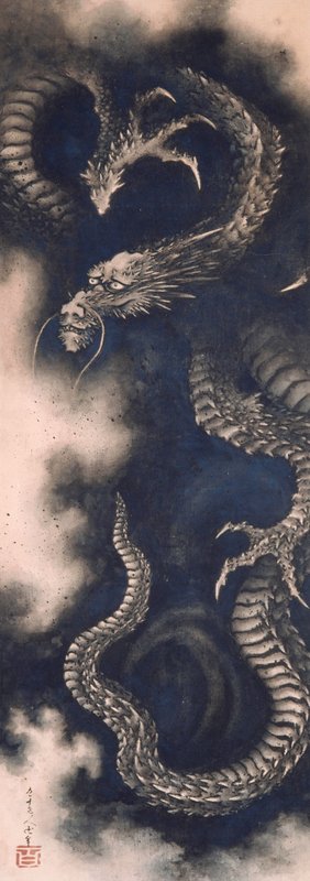 雲の中のドラゴン、1849年。 | 北斎勝鹿