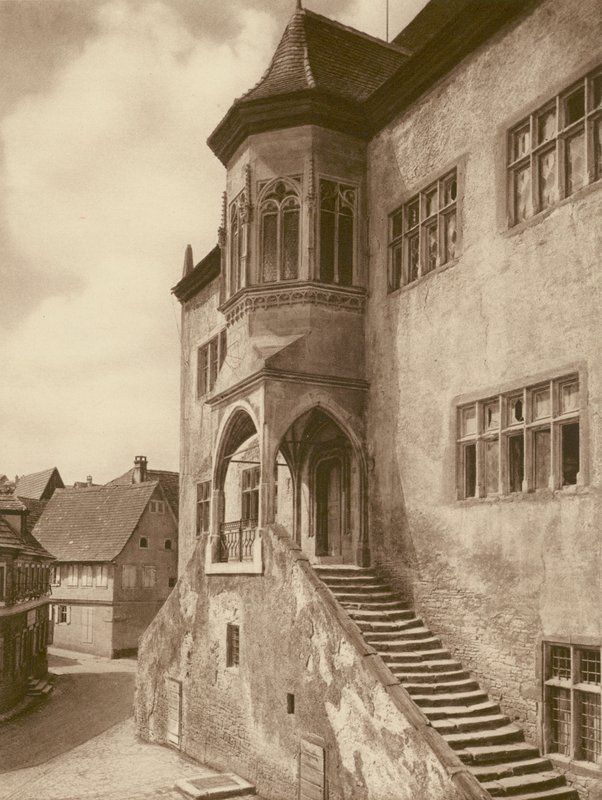 Dettelbach a Main、Rathaus; メインのデッテルバッハ、市庁舎 (b/w 写真) 作： カート・ヒールシャー