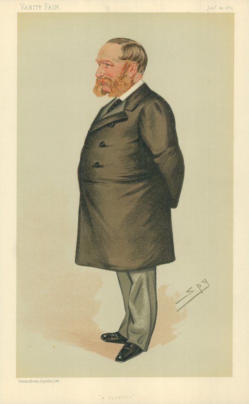 Mr Charles Henry Wilson, A squatter, 24 January 1885, Vanity Fair cartoon (colour litho) 作： レスリー・マシュー・ワード