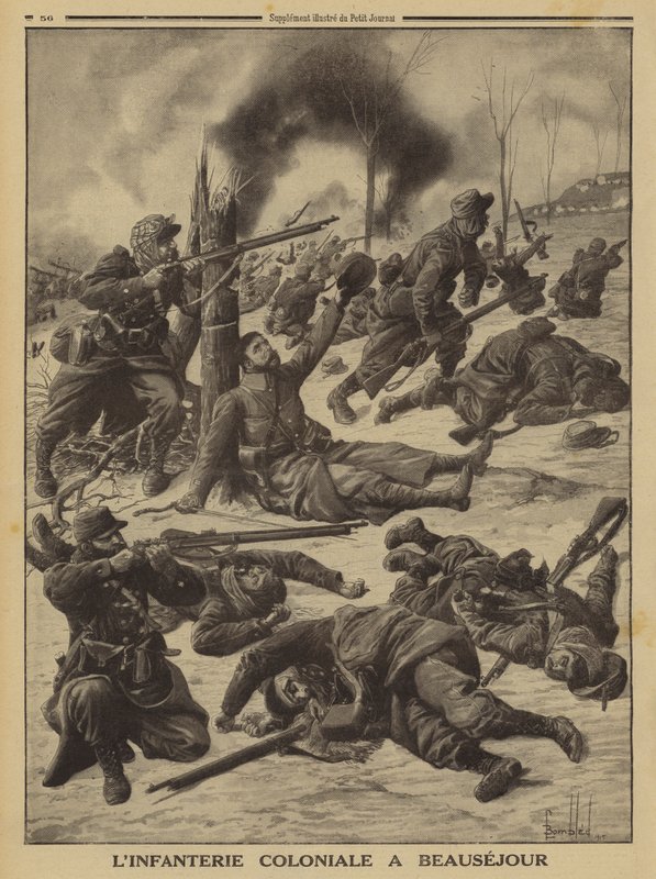 ボーセジュールで戦うフランス植民地時代の歩兵（第一次世界大戦 作： ルイチャールズ（後）爆撃