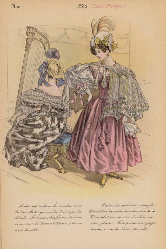 フランスのファッション：1832年、ルイ・フィリップ（カラーリトグラフ） 作： ルイス・コーラス