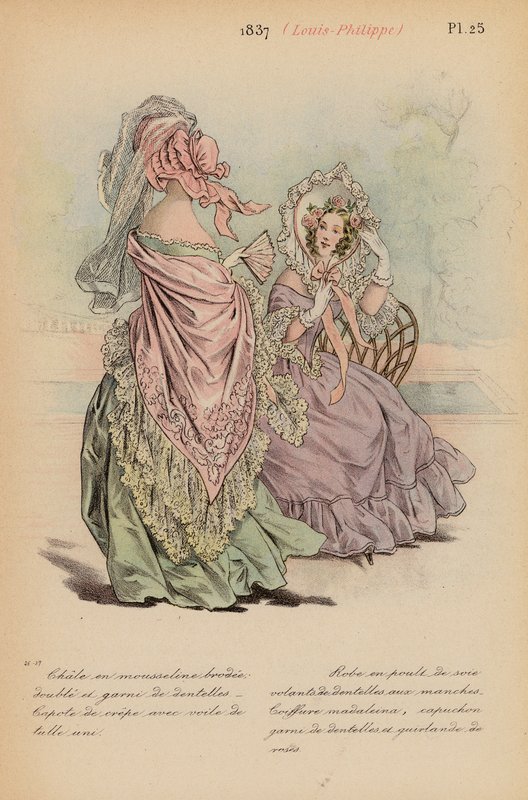 フランスのファッション1837年、ルイ・フィリップ（カラーリトグラフ） 作： ルイス・コーラス