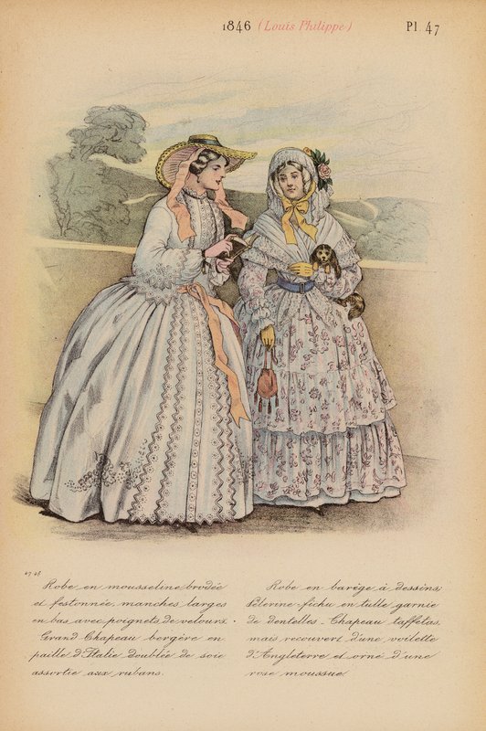 フランスのファッション：1846年、ルイ・フィリップ（カラーリトグラフ） 作： ルイス・コーラス