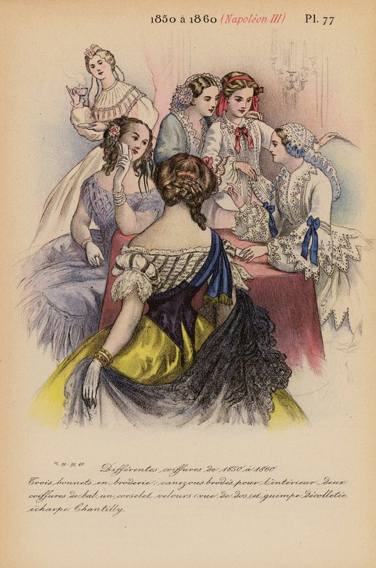 フランスのファッション：1850年から1860年、ナポレオン3世（カラーリトグラフ） 作： ルイス・コーラス