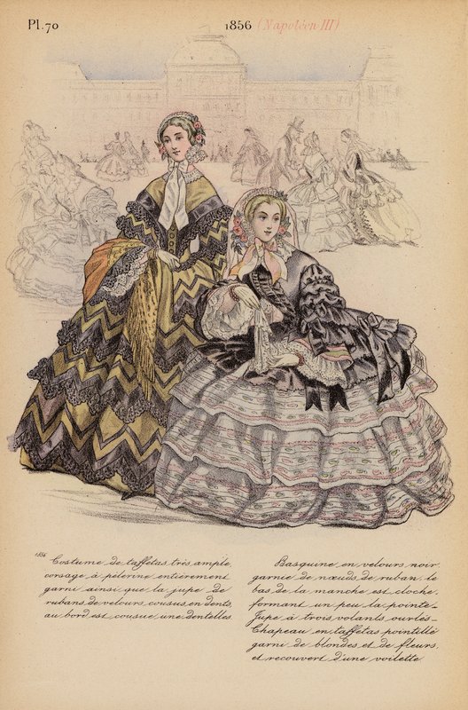フランスのファッション：1856年、ナポレオン3世（カラーリトグラフ） 作： ルイス・コーラス