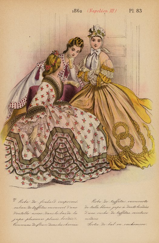 フランスのファッション：1862年、ナポレオン3世（カラーリトグラフ） 作： ルイス・コーラス