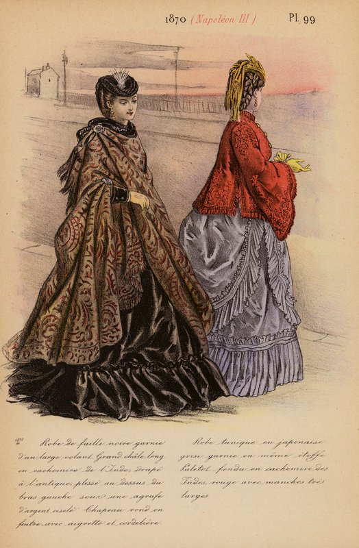 フランスのファッション：1870年、ナポレオン3世（カラーリトグラフ） 作： ルイス・コーラス