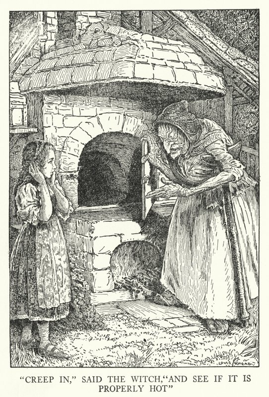 「魔女は「忍び込んで、ちゃんと熱いかどうか見てごらん」と言いました。 作： ルイス・ジョン・Rヘッド