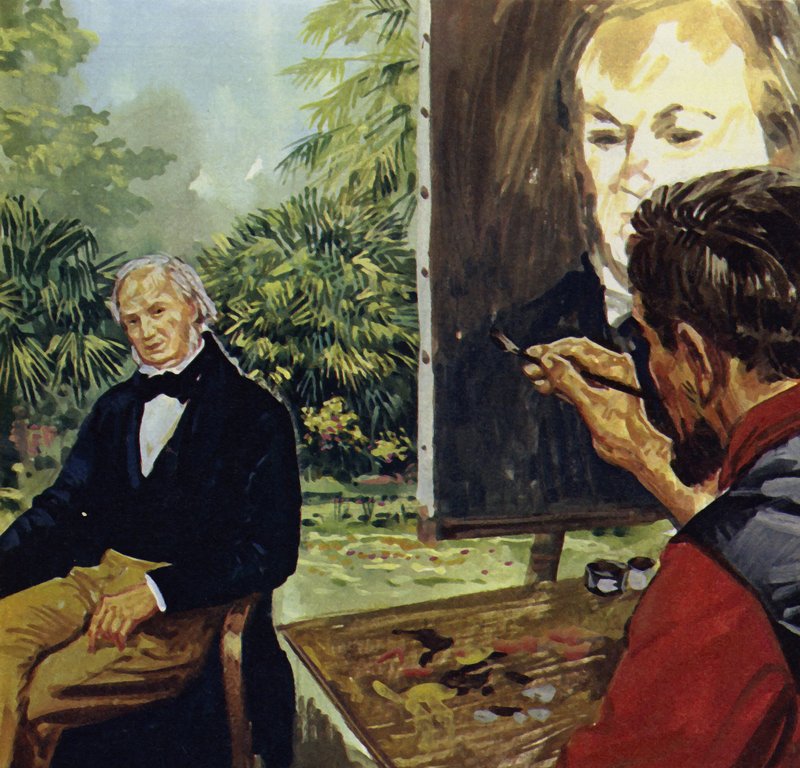 リチャード・ウグナーの肖像画を描くルノワール（カラーリトグラフ） 作： ルイス・アルカス・ブラウナー