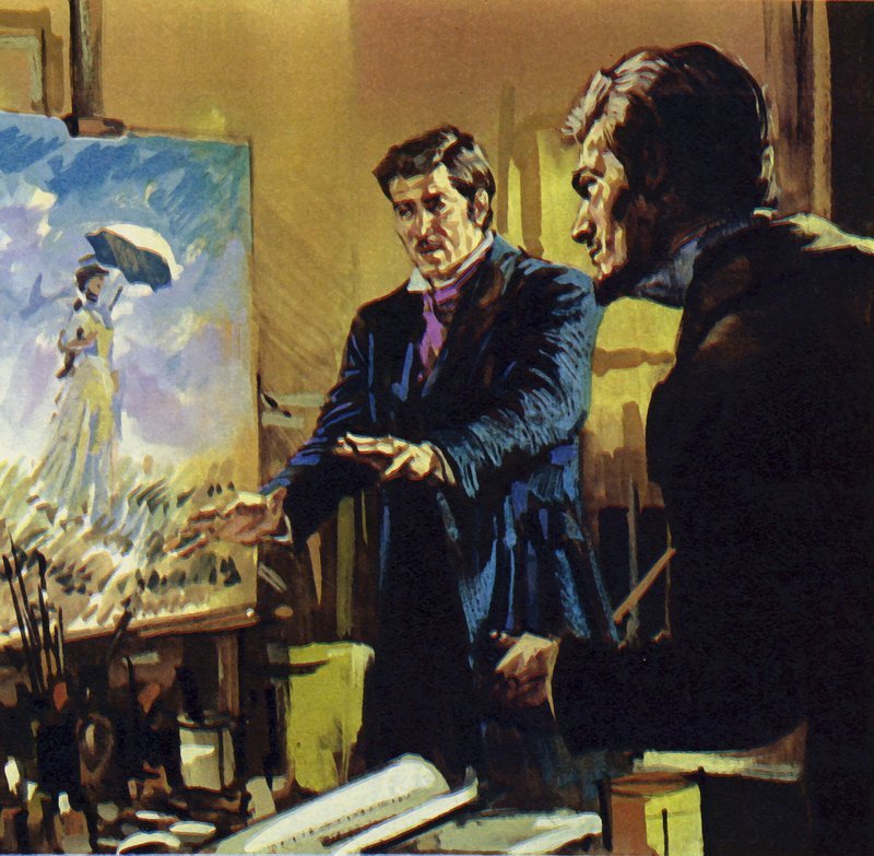 ルノワールは友人のモネとともに、印象派（カラーリトグラフ）と呼ばれる絵画様式を発展させた。 作： ルイス・アルカス・ブラウナー