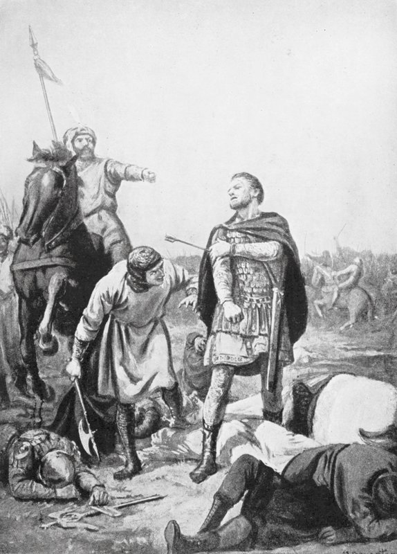 1071年、アルプ・アルスラーニによるロマヌス・ディオゲネス皇帝の捕縛（リトグラフ） 作： マーガレット（後）ドヴァストン