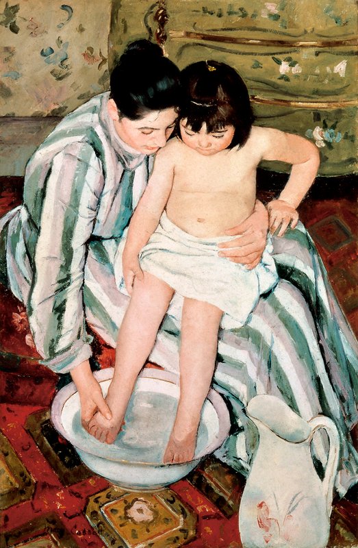 絵画　象の沐浴 Mary_Stevenson_Cassatt_-