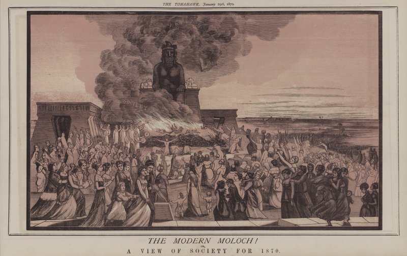 現代のモロク！あるいは1870年の社会を見る」（カラーリトグラフ 作： マシュー 