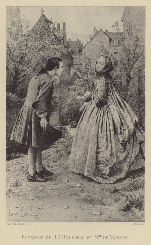 ジャン＝ジャック・ルソーとワラン夫人の出会い（版画 作： モーリス・ルロワール