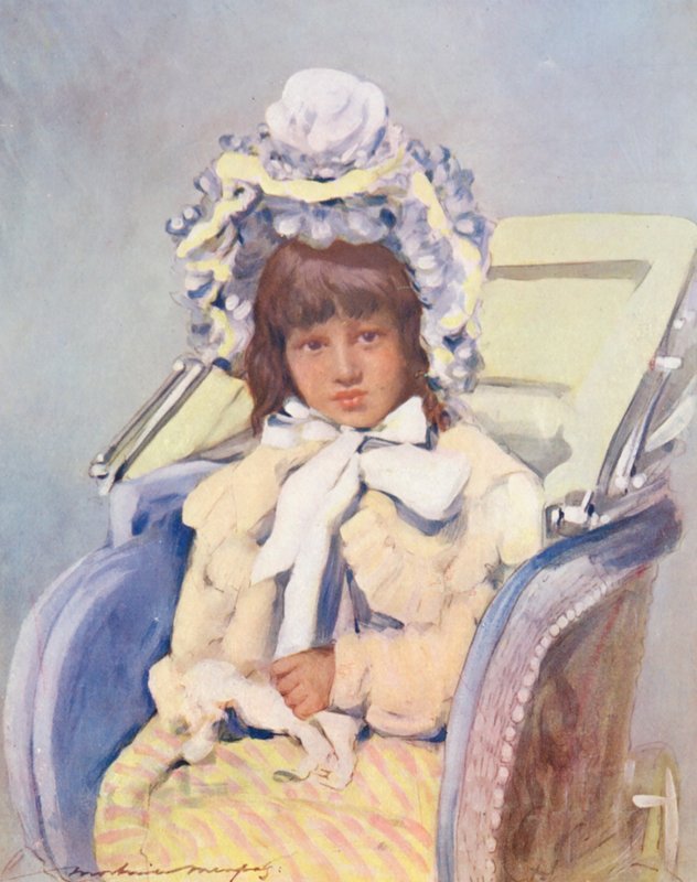 世界の子供たちアメリカ人、看護婦付き（カラーリトグラフ） 作： モーティマールディントンメンペス