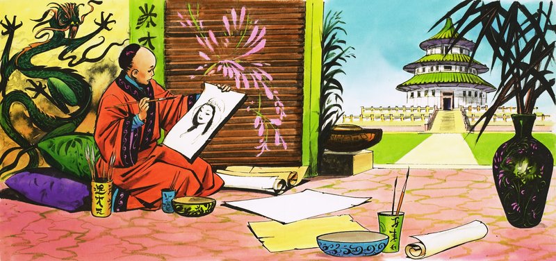 カーン王子、夢で見た美女の肖像画を描く 作： ナディール・クイント