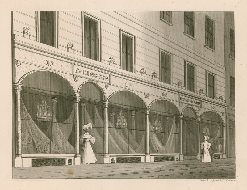 Messrs Everington、インドのショール倉庫、10 Ludgate Street、ロンドンの店頭 作： ナサニエル・ウィットック