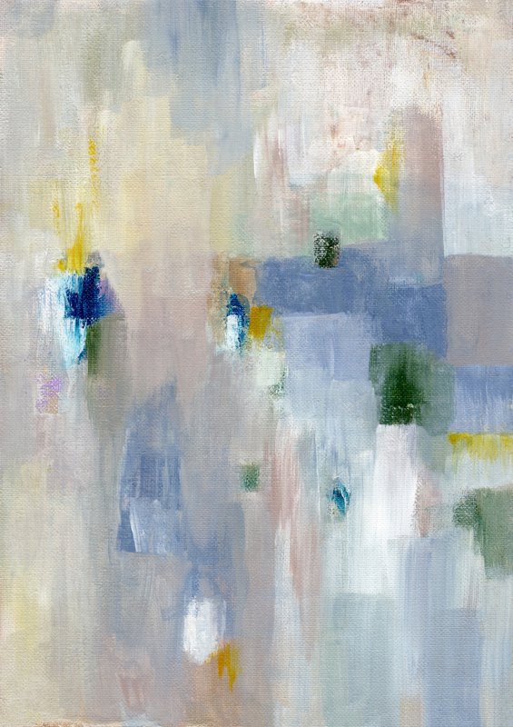 淡い青と黄色の抽象画 |