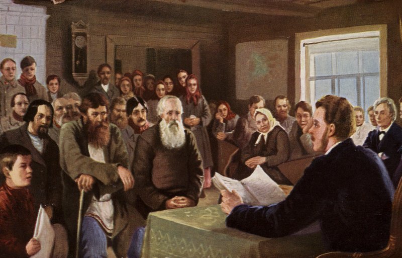 ロシアのカントリースクールでの日曜日の読書、1895年 作： ニコライ・ペトロヴィッチ・ボグダノフ・ベルスキー