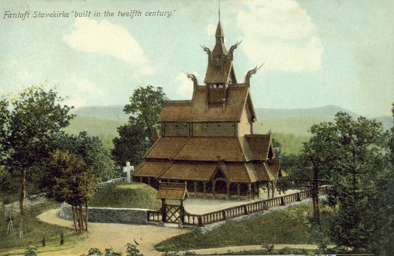 12世紀に建てられたFantoft Stavekirke 作： ノルウェーの写真家