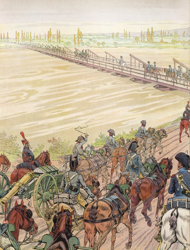 ライン川を渡るナポレオン、1805年10月1日 作： オンフレ・ド・ブレヴィルの仕事