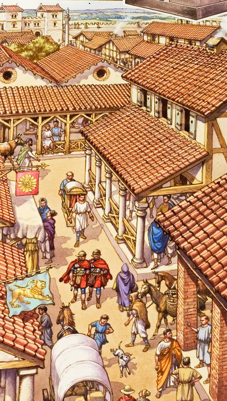 ローマ時代の典型的なロンドンの街並み 作： パット (1907-95) ニコル