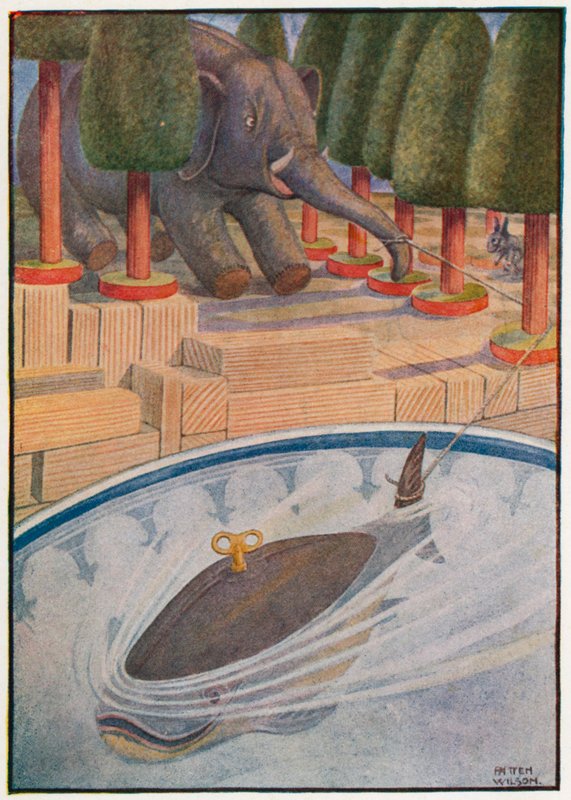 A baleia começou a puxar e o elefante começou a puxar (lito colorido) 作： パッテン・ウィルソン