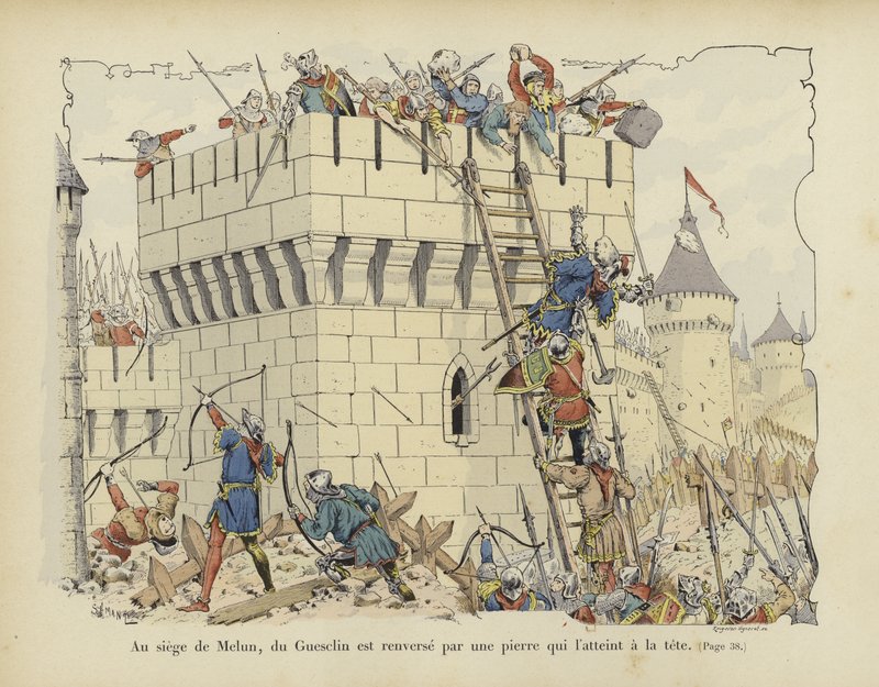 ベルトランデュゲスクランが1359年に包囲されたムーランで石を頭にぶつけた 作： ポール・ド・セマン