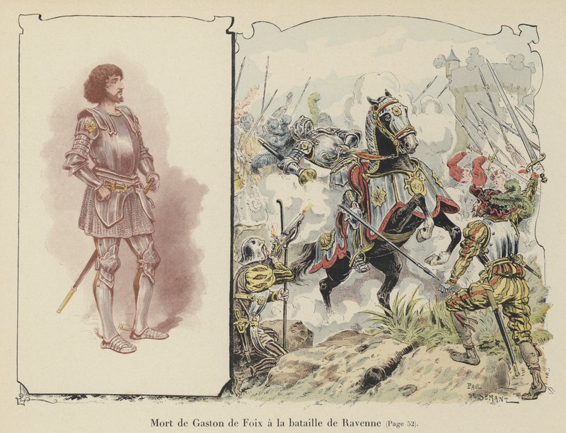 1512年、イタリア、ラヴェンナの戦いでのヌムール公ガストンデフォワの死 作： ポール・ド・セマン