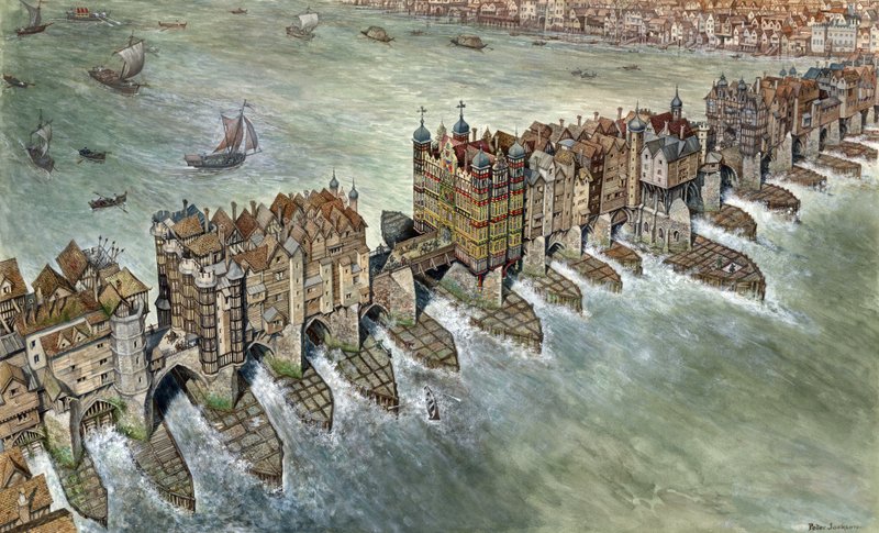 オールドロンドンブリッジ、1600年頃 作： ピータージャクソン