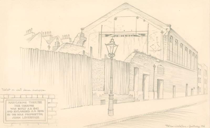 Mullready Street（元はLittle Church Street）の劇場の裏側、ロンドンのメリルボーンシアター 作： ピータージャクソン