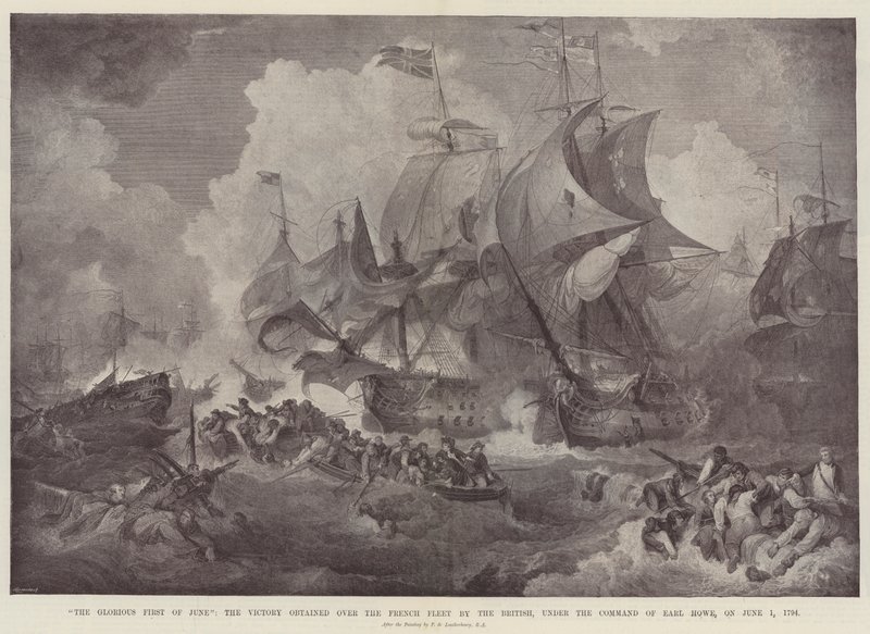 6月1日の栄光、1794年6月1日、イギリス軍が伯爵ハウの指揮下でフランス艦隊に勝利した 作： フィリップ・ジャック・ド・ルーテルブール
