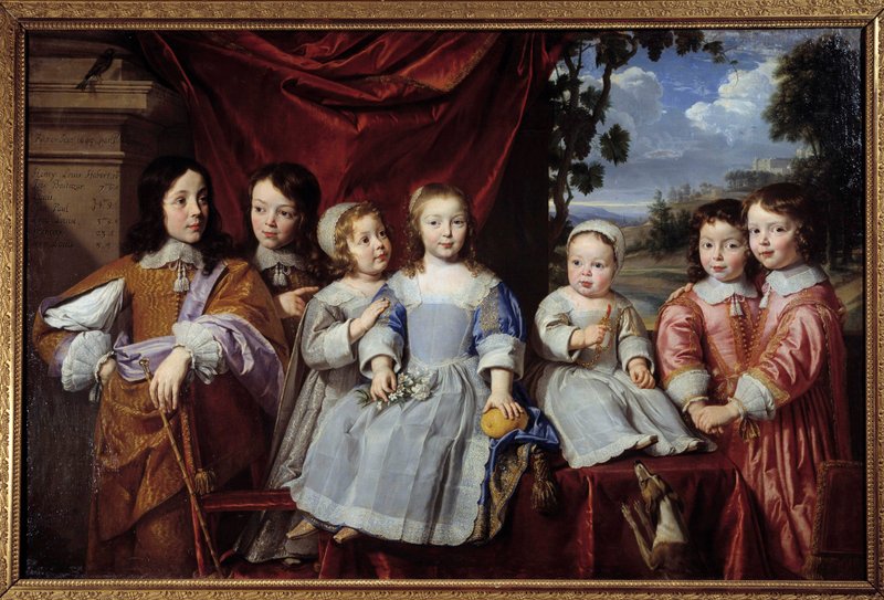 アンティーク絵画　ヴィクトリアン　クロモリトグラフ 海辺の子供たちの絵画　額装 Philippe_de_Champaigne_-