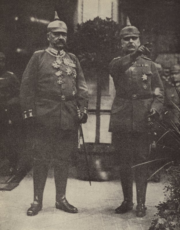 フォン・ヒンデンブルク陸軍大将とルーデンドルフ大将、ドイツ陸軍司令官（カラーリトグラフ） 作： 写真家ドイツ語