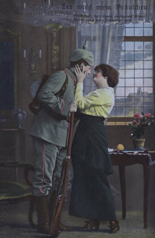出征前に妻に別れを告げるドイツ軍兵士（カラー写真 作： 写真家ドイツ語
