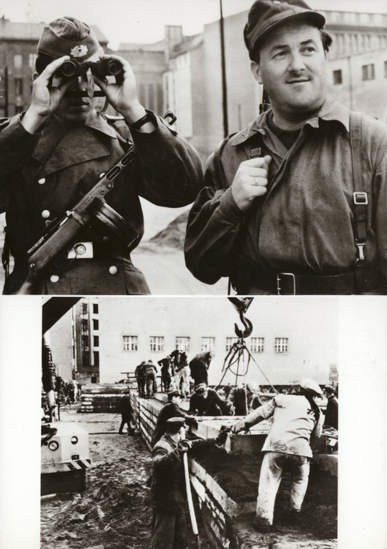 1961年8月13日以来、ドイツ民主共和国の西ベルリンとの州境は、国家人民軍によって確実に守られている。....(モノクロ写真) 作： 写真家ドイツ語