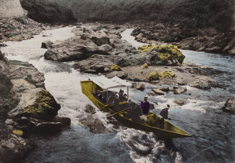 1912年頃の日本。嵐山は保津川のふもとにあり、京都の近くに位置している。 作： 写真家日本人