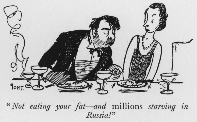 "あなたの脂肪を食べずに、ロシアで数百万人が飢えている！"(リトグラフ) 作： ポン