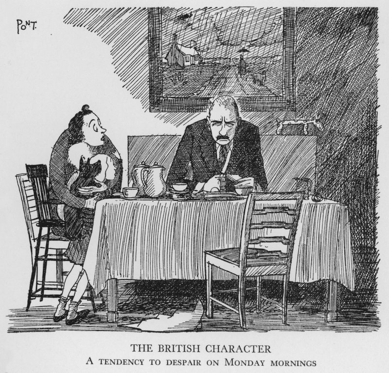 The British Character, A tendency to despair on Monday mornings (litho) 作： ポン
